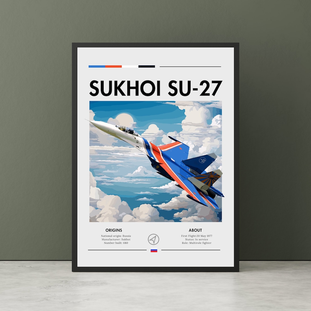 Sukhoi Su-27 Print - Aviation Art, White Cliffs, Plane Poster ...