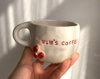 Handmade Ceramic Mug, Coffee Bean Mug, Coffee Bean Handmade Ceramic Mug