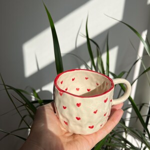 Handmade Ceramic Mug With Mini Hearts, I love You Coffee Mug, Ceramic Love Mug image 2