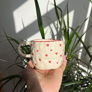 Handmade Ceramic Mug With Mini Hearts, I love You Coffee Mug, Ceramic Love Mug image 5
