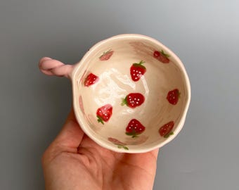 Handmade Ceramic Strawberry Coffee Mug, Unique Pottery Espresso Cup, Handmade Ceramic Mug
