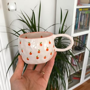 Handmade Ceramic Mug, Orange Ceramic Mug, Ceramic Coffee Cup