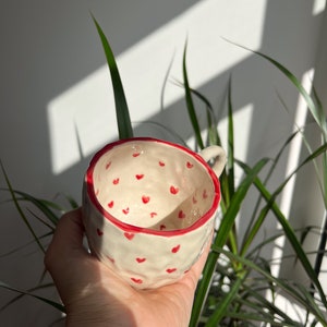 Handmade Ceramic Mug With Mini Hearts, I love You Coffee Mug, Ceramic Love Mug image 4