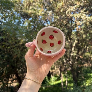 Ceramic Strawberry Handmade Mug, Handmade Ceramic Coffee Mug, Handmade Clay Mug