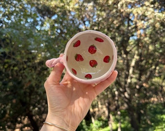 Keramik Erdbeere handgemachte Tasse, handgemachte Keramik Kaffeetasse, handgemachte Tonbecher