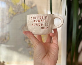 Taza de café de cerámica hecha a mano, taza de cerámica vidriada única