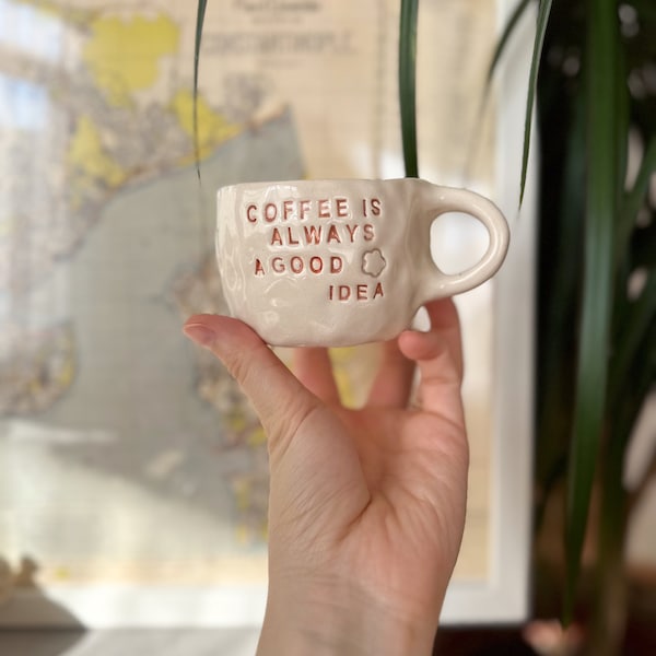 Taza de cerámica de café, taza de cerámica hecha a mano, taza de cerámica personalizada