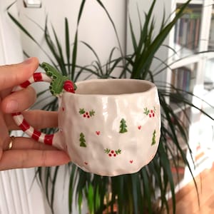 Ceramic Christmas Tree Mug, Christmas Ceramic Mug, Handmade Ceramic Mug, Ceramic Coffe Mug
