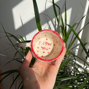 Handmade Ceramic Mug With Mini Hearts, I love You Coffee Mug, Ceramic Love Mug image 3