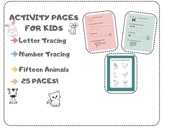 Animal Activity Pages Printable For Kids | Instant Download |  25 Pages | Activity For Kids