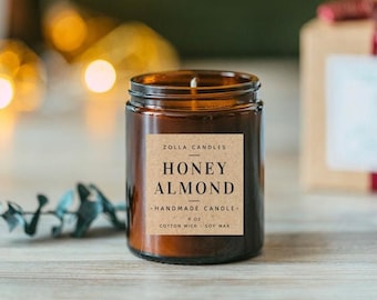 Honey Almond Candle | Warm & Spicy Scent | Creamy Vanilla | Hand-Poured | Candles | Aromatherapy