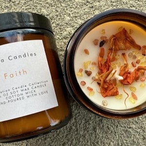Faith Candle | Tarocco Orange & Island Vanilla Scented Candle | Aromatherapy | Soy-Paraffin Wax Blend