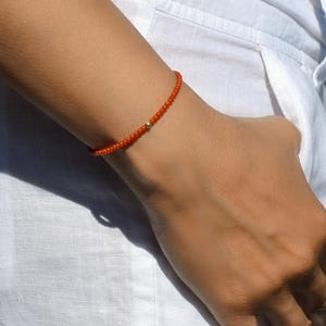Dainty Mediterranean coral bracelet | Genuine natural dark red Italian coral 2.2 mm | Red gemstone and 14K gold filled | Gift for her