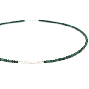 Dainty malachite necklace | Natural malachite | Genuine malachite | Silver or gold | Green gemstone | Protection stone