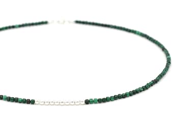 Dainty malachite necklace | Natural malachite | Genuine malachite | Silver or gold | Green gemstone | Protection stone