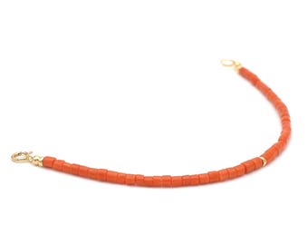 Bracelet in Mediterranean coral | Genuine natural light red Italian coral 3.1 mm | Red-orange gemstone and gold | AAA certified coral