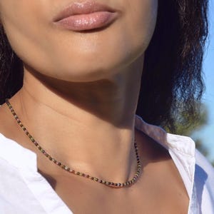 Dainty multicoloured tourmaline necklace | Natural tourmaline | Gold filled 14K | October birthstone | Gift for her