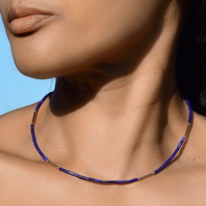 Dainty lapis lazuli necklace | Genuine lapis lazuli | 14K gold filled | Lapis and gold | Blue gemstone | September birthstone