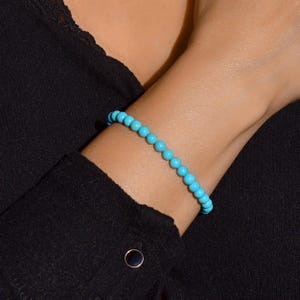 Kralenarmband van turkoois | Echt turkoois uit Arizona, 5 mm | Blauwe edelsteen met gouden of zilveren sluiting | Kingman turkoois AA+