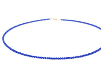 Dainty lapis lazuli necklace | Natural lapis lazuli 2.2 mm | Denim blue gemstone and 14K gold filled | AAA+ lapis lazuli