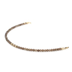 Dainty bracelet in smoky quartz and gold | Beaded bracelet | Natural smoky quartz 3 mm | Brown gemstone | 14K gold filled | Gift for her