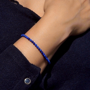 Pulsera de lapislázuli | Lapislázuli natural | Lapislázuli y oro | Piedra fina azul | Piedra natal de septiembre