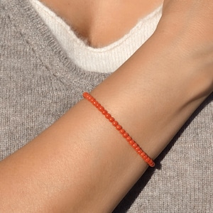 14K MASSIEF GOUD | Armband met Mediterrane koraal | 3,1 mm natuurlijk rood Italiaans koraal | Rode edelsteen en goud | Cadeau voor haar