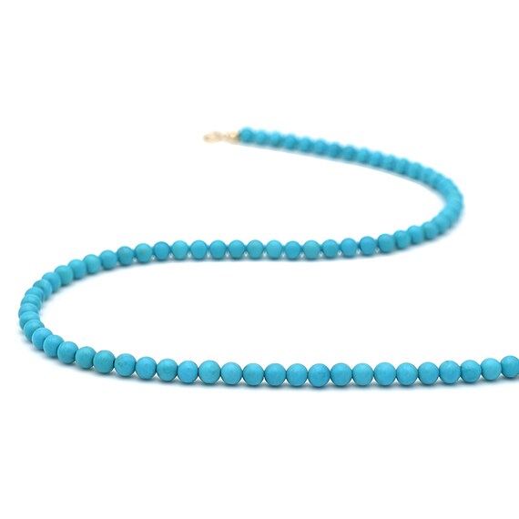 ターコイズビーズネックレス｜本物の5mmアリゾナ産ターコイズ 