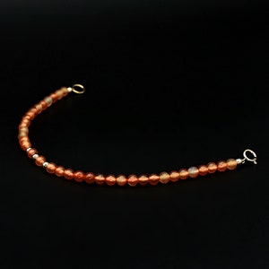Bracelet in carnelian | Beaded bracelet | Natural carnelian | Orange gemstone | 14K gold filled | Gift for her