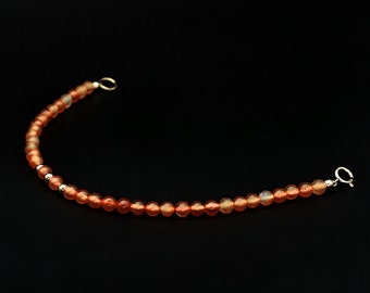Bracelet in carnelian | Beaded bracelet | Natural carnelian | Orange gemstone | 14K gold filled | Gift for her