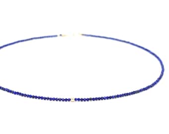 Dainty lapis lazuli necklace | Natural lapis lazuli 2 mm | Blue gemstone and 14K gold filled | AAA quality lapis lazuli