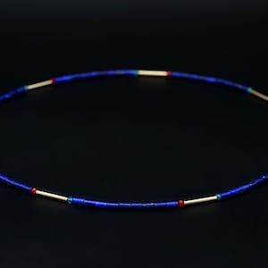 Dainty lapis lazuli, coral and apatite necklace | Natural lapis lazuli | Gold filled 14K | Lapis and gold | September birthstone