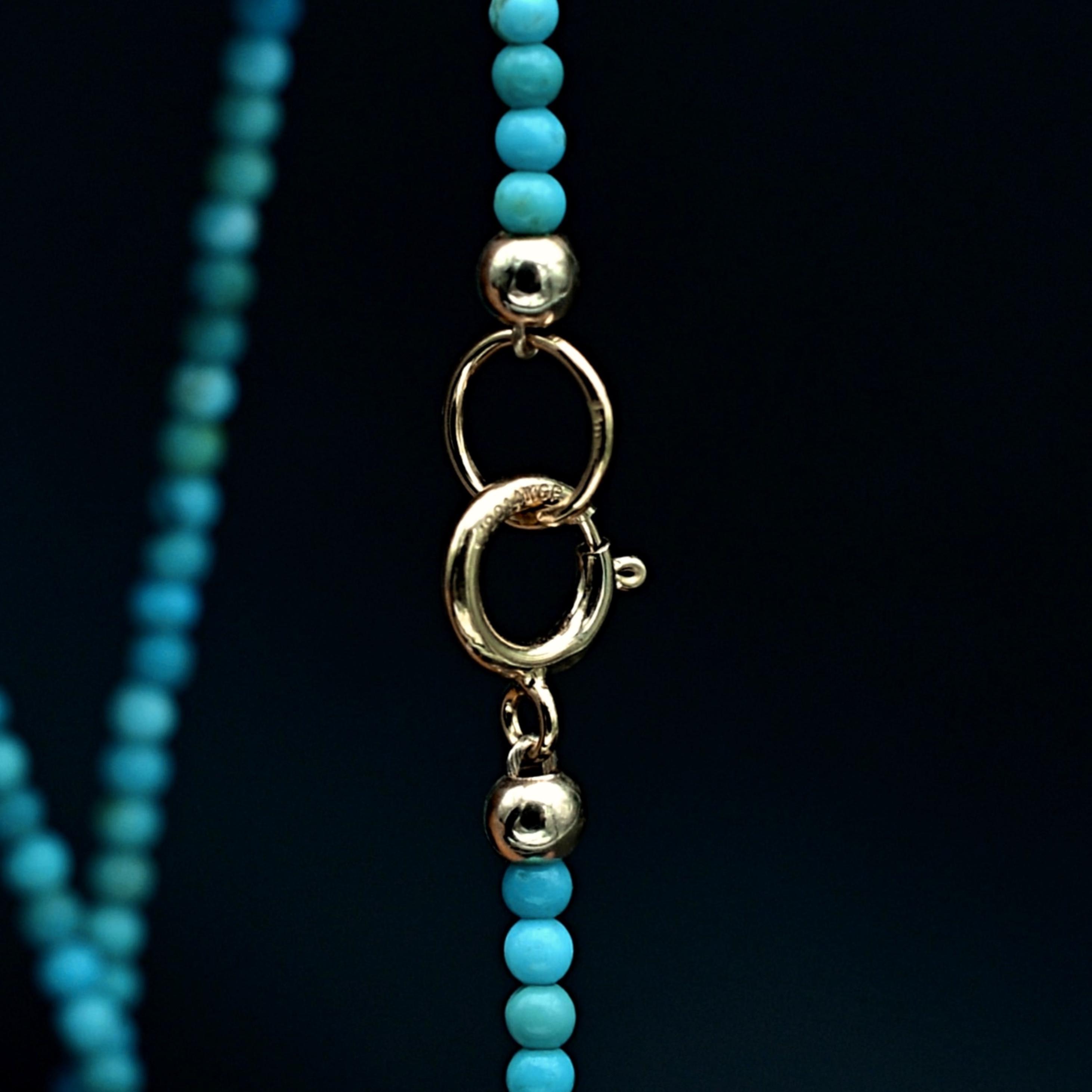 極薄ターコイズネックレス | アリゾナ産天然ターコイズ 2mm | ブルー