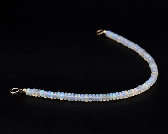 Beaded bracelet in Ethiopian opal | Natural opal | 14K gold filled | Blue, green and red flashes | October birthstone | Gift for her