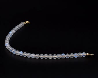 Moonstone bracelet | Natural moonstone with blue flashes 4 mm | 925 sterling silver or 14K gold filled | June birthstone | Gift for her