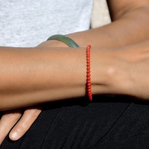 Bracelet en corail méditerranéen | Corail italien naturel rouge foncé 3,2 mm | Pierre fine rouge et gold filled 14K | Corail AAA certifié