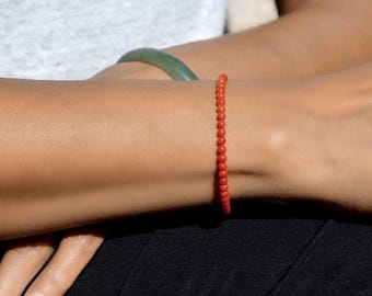 Bracelet in Mediterranean coral | Genuine natural dark red Italian coral 3.2 mm | Red gemstone and 14K gold filled | Certified AAA coral