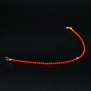 Dainty Mediterranean coral bracelet | Genuine natural dark red Italian coral 2.2 mm | Red gemstone and 14K gold filled | Gift for her