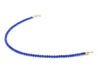 Dainty lapis lazuli bracelet | Natural lapis lazuli 2.2 mm | Denim blue gemstone and 14K gold filled | AAA+ lapis lazuli
