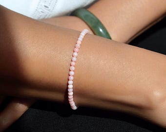 Light pink bamboo coral beaded bracelet | Natural coral | Coral and silver | 925 sterling silver | Pink gemstone | Protection stone