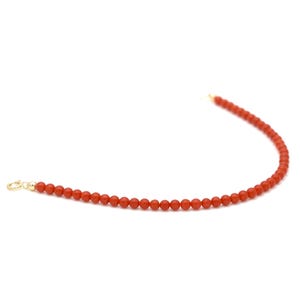 14K MASSIEF GOUD | Armband met Mediterrane Koraal | 3,2 mm Donkerrood Italiaans Natuurlijk Koraal | Rode Edelsteen | Cadeau voor Haar