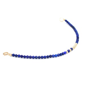 Pulsera fina de lapislázuli | Lapislázuli natural | Relleno de oro de 14 quilates | Lapislázuli y oro | Gema azul | Piedra de nacimiento de septiembre