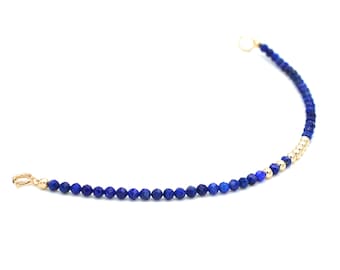 Dainty lapis lazuli bracelet | Natural lapis lazuli 3 mm | Blue gemstone and 14K gold filled | AAA quality lapis lazuli