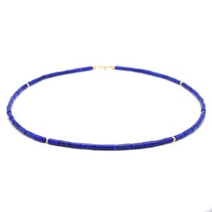 Lapis lazuli beaded necklace | Natural lapis lazuli | Lapis and gold | 14K gold filled | Blue gemstone | September birthstone | Gift for her