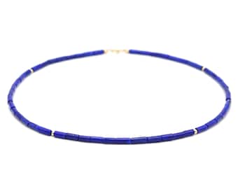 Lapis lazuli beaded necklace | Natural lapis lazuli 3 mm | Blue gemstone and 14K gold filled | AAA quality lapis lazuli