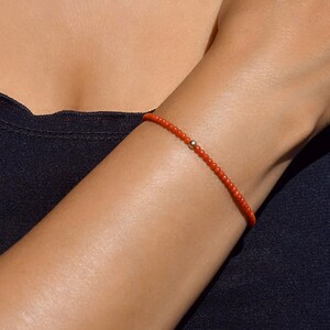 Dainty Mediterranean coral bracelet | Genuine natural dark red Italian coral 2.2 mm | Red gemstone and 14K gold filled | Gift for her