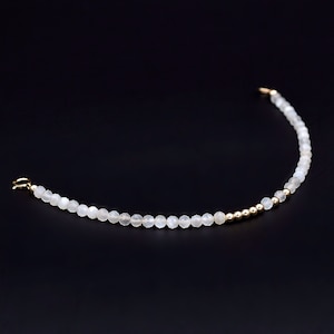 Dainty moonstone bracelet | Natural moonstone | 14K gold filled | Silvery white gemstone | June birthstone