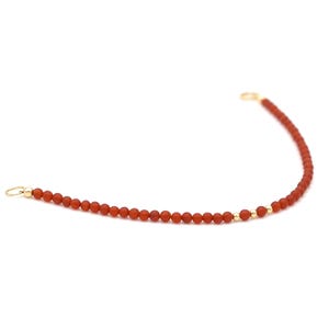 Dainty matt carnelian bracelet | Beaded bracelet | Natural carnelian | Dark red-orange gemstone | 14K gold filled | Gift for her