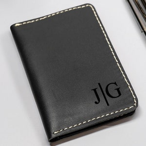 Cartera de cuero hecha a mano con bolsillo frontal, billetera para padrinos de boda, billetera delgada para tarjetas de crédito e identificación, billetera de cuero personalizada, regalo de San Valentín