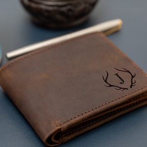 Personalized Handmade Leather Mens Wallet, Engraved Custom Gift for Anniversary, Christmas, Dad, Boyfriend, Him Husband, Father, Handwriting